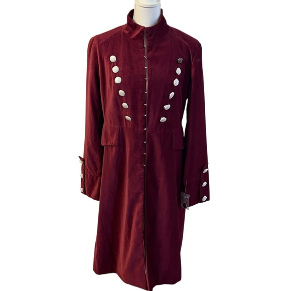 Newport News Jackets & Blazers - Newport News Womens Red Velvet Military Coat Size 14 Goth Steampunk Cos Play NWT